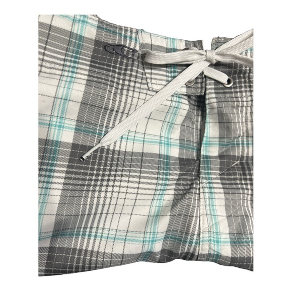 O'Neill Board Shorts Mens size 36 Surf Swim Trunk Cargo Pocket Beach White Plaid - Picture 4 of 6